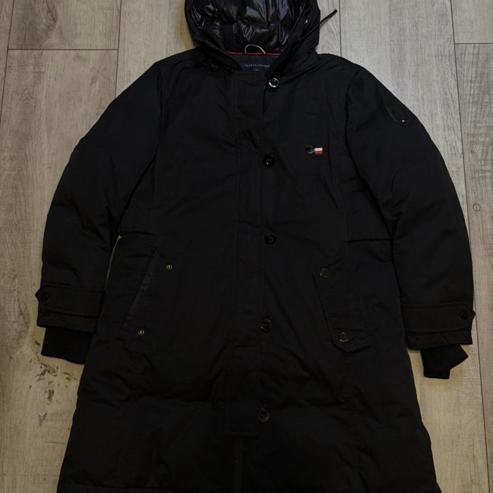 Women's Tommy Hilfiger black puffer coat with‎ hood WOMEN SIZE S